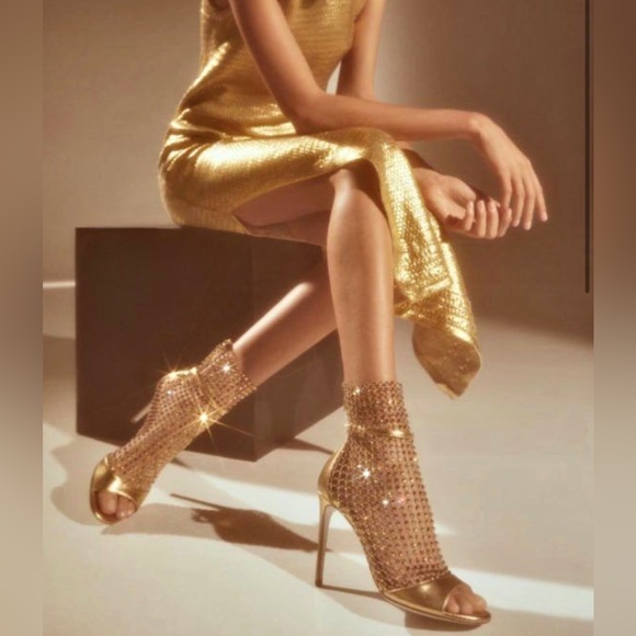 Rene Caovilla Mesh and Metallic Net boots Galaxia Embellished Sandals - Picture 2 of 16